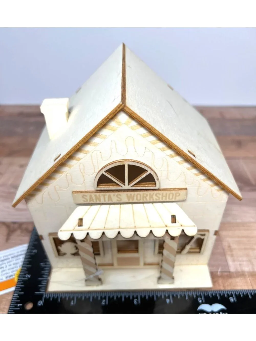 Santas Workshop Wooden LED Light-Up House Laser cut Can Be Painted Or Natural
